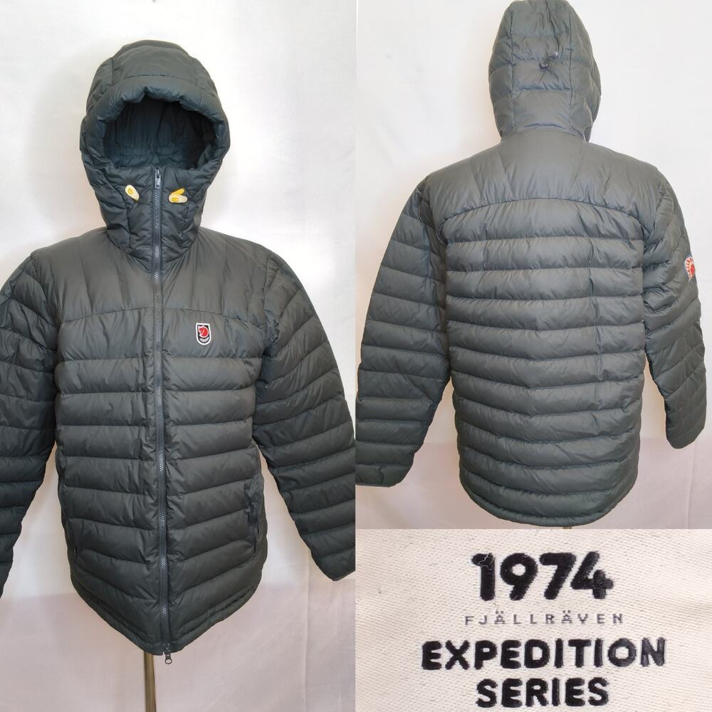 Fjallraven 1974 Expedition Series Down Jacket Men's 2XL Gray Hooded #W4859